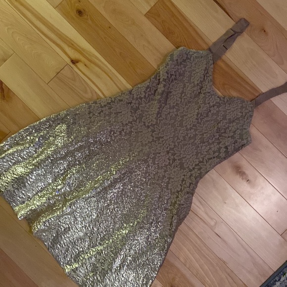 Free People Gold Metallic Lace Moonlight Ombré Dress - Picture 5 of 14